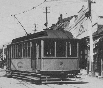 Trolly at the Alpha Building 1907, Grass Valley, CA