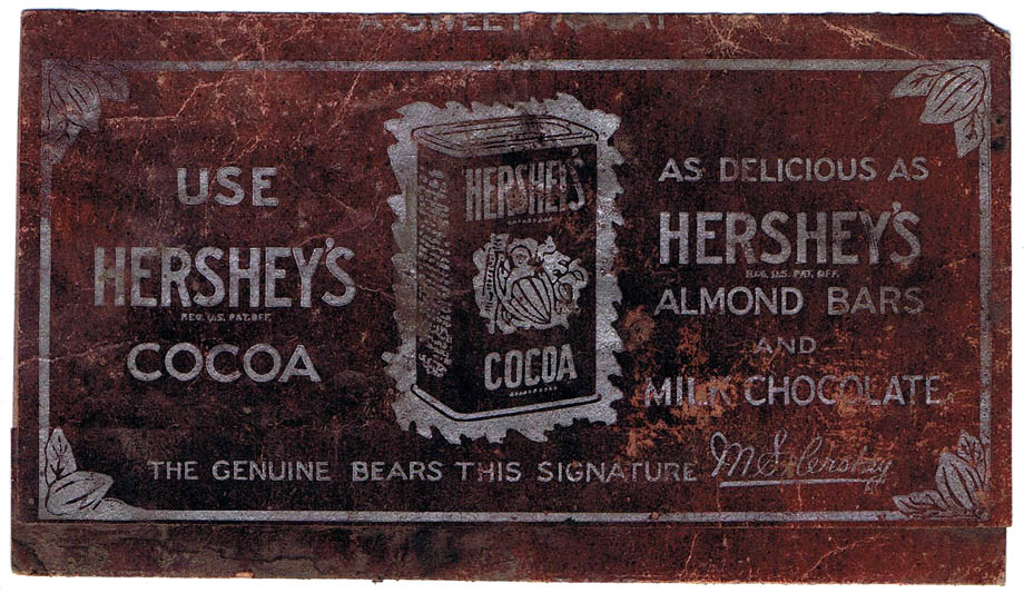 Back of Hershey's wrapper from 1920's.