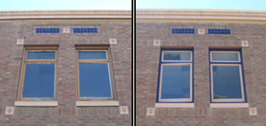 Before and after trim paint at 630 Court Street