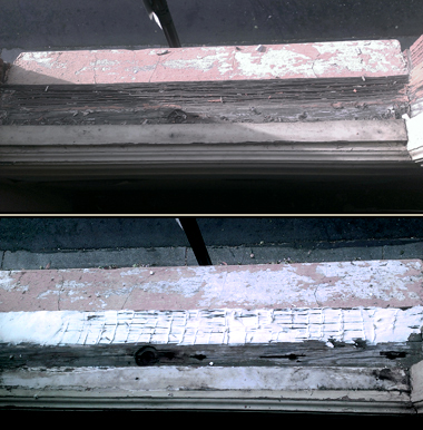 Window sill before and after