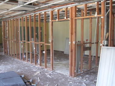 Interior demolition on the second story.