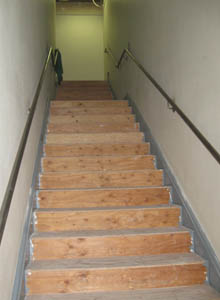 ADA compliant hand rails for the emergency egress stairway.