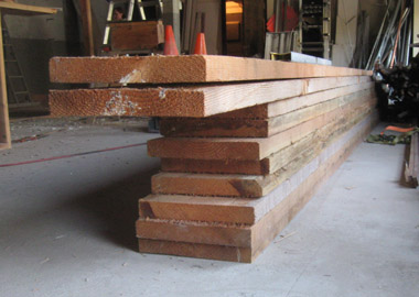 Rough sawn lumber supplied by Berry's Sawmill in Cazadero, CA.